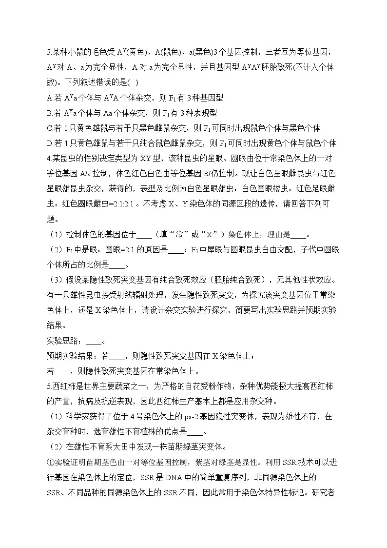 2024届高考生物一轮复习专项练习（4）古典遗传学第2页