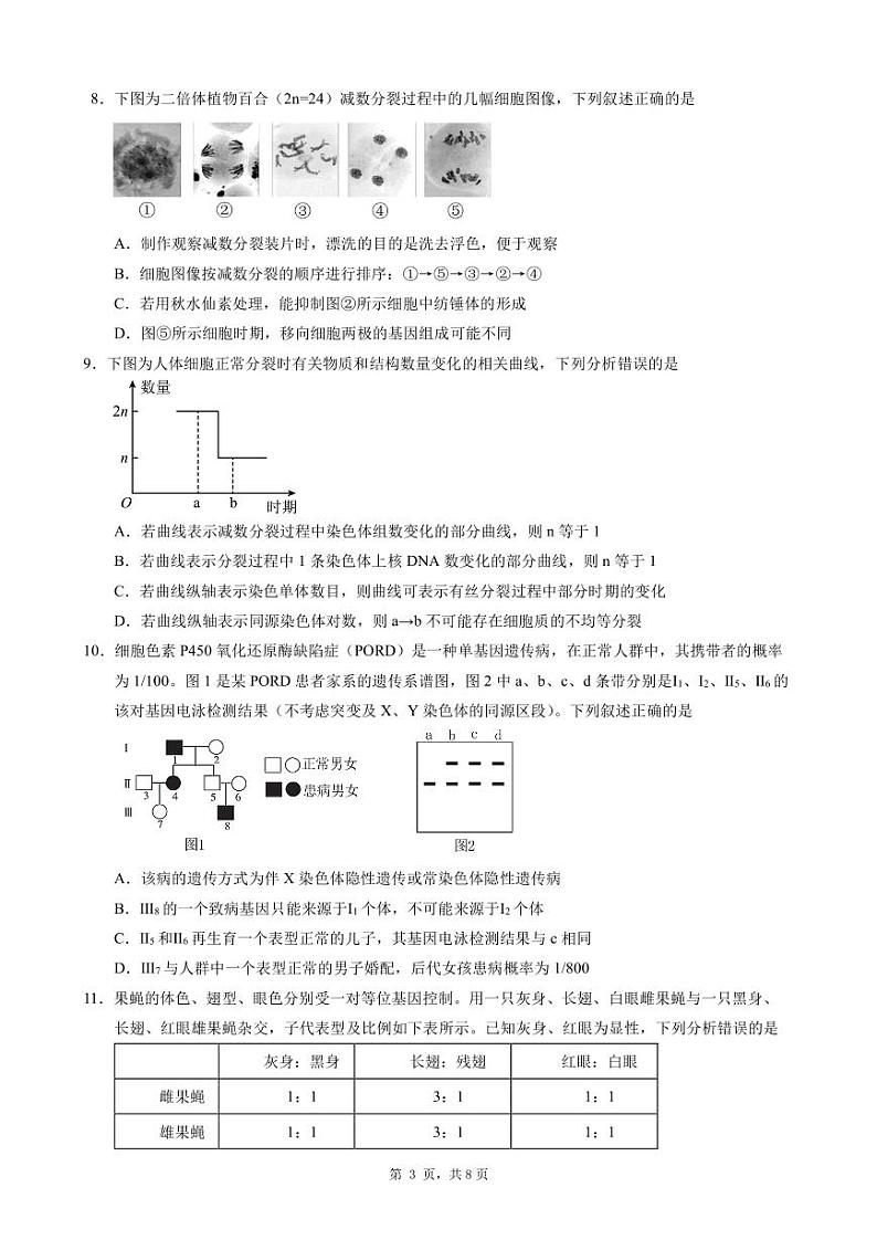 2024重庆市一中高三上学期9月开学考试生物PDF版含答案03