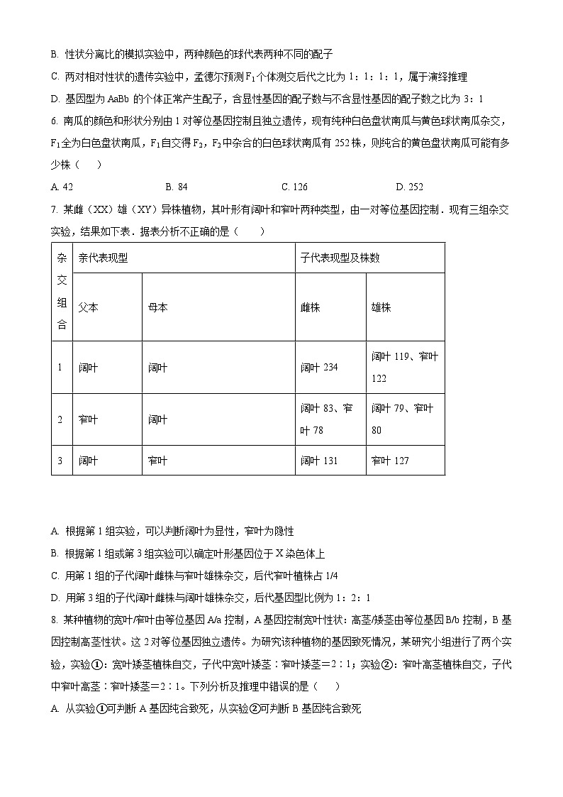 福建省厦门市第一中学2023-2024学年高二生物上学期开学考试试题（Word版附解析）02