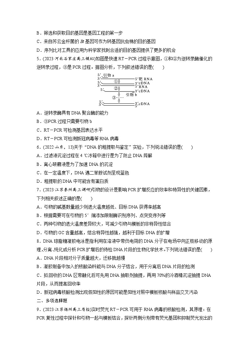 第十单元　生物技术与工程　课时练6　基因工程的基本工具和基本操作程序（含答案）2024届高三生物一轮复习第2页