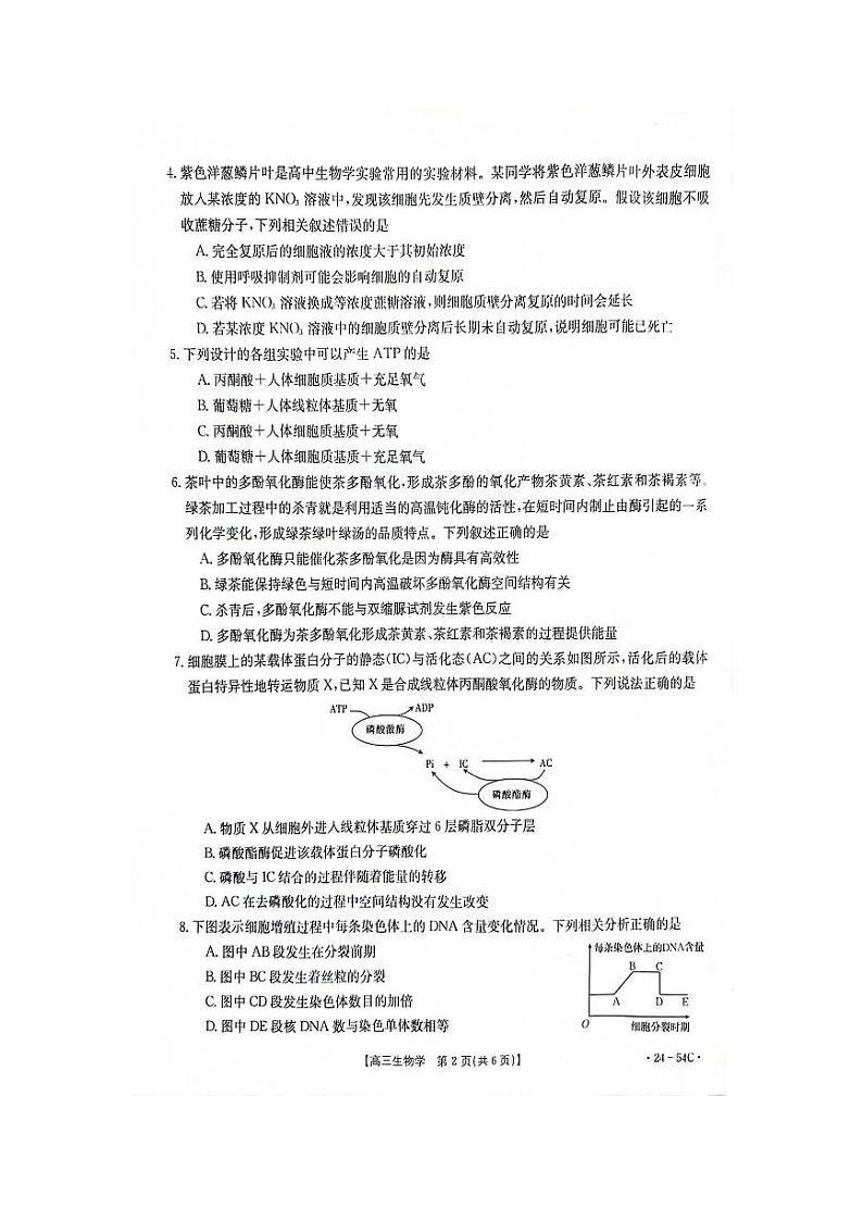 江西省部分高中学校2024届高三9月大联考 生物试卷及答案02