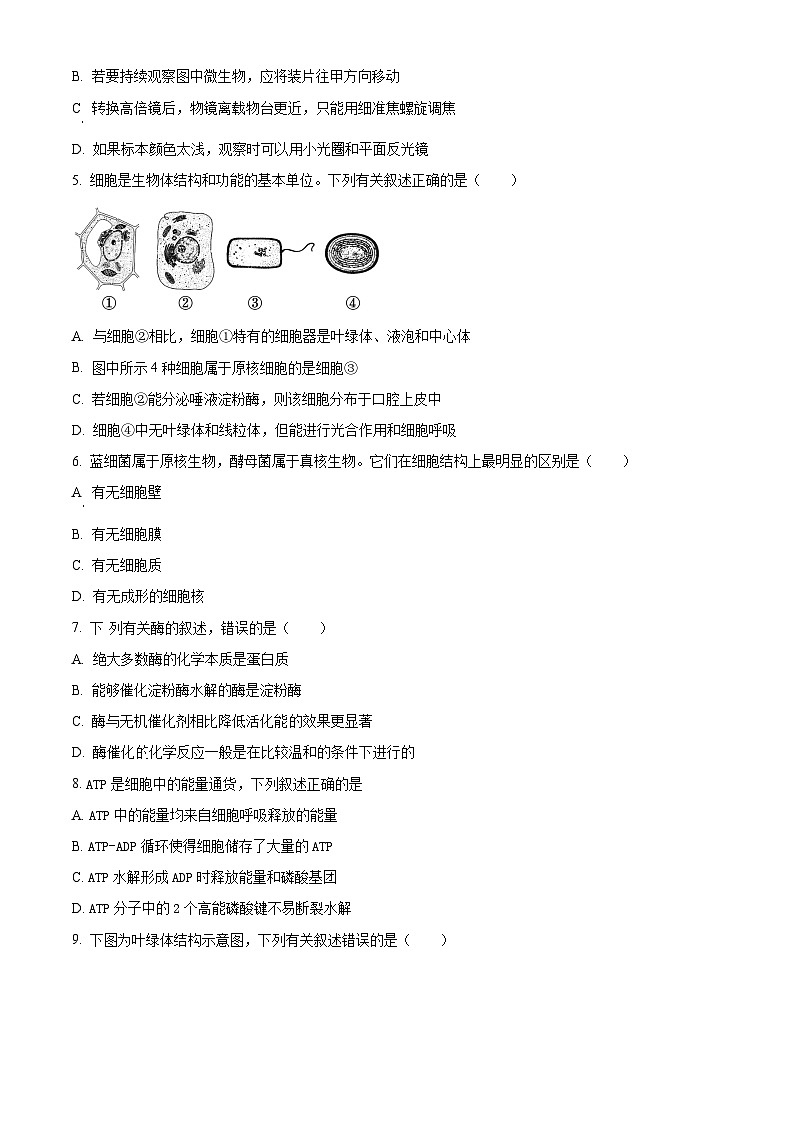 2024常熟高一上学期学生暑期自主学习调查试题生物含解析第2页