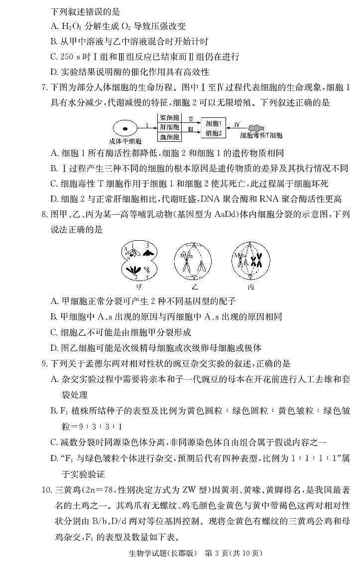 湖南省长沙市长郡中学2023-2024学年高三上学期月考（二）生物试卷03