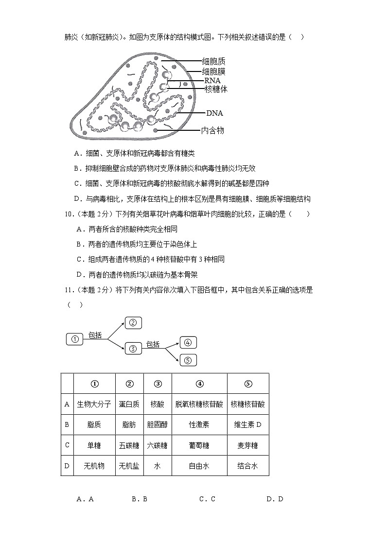 福建省宁德第一中学2023-2024学年高一上学期10月月考生物试题03