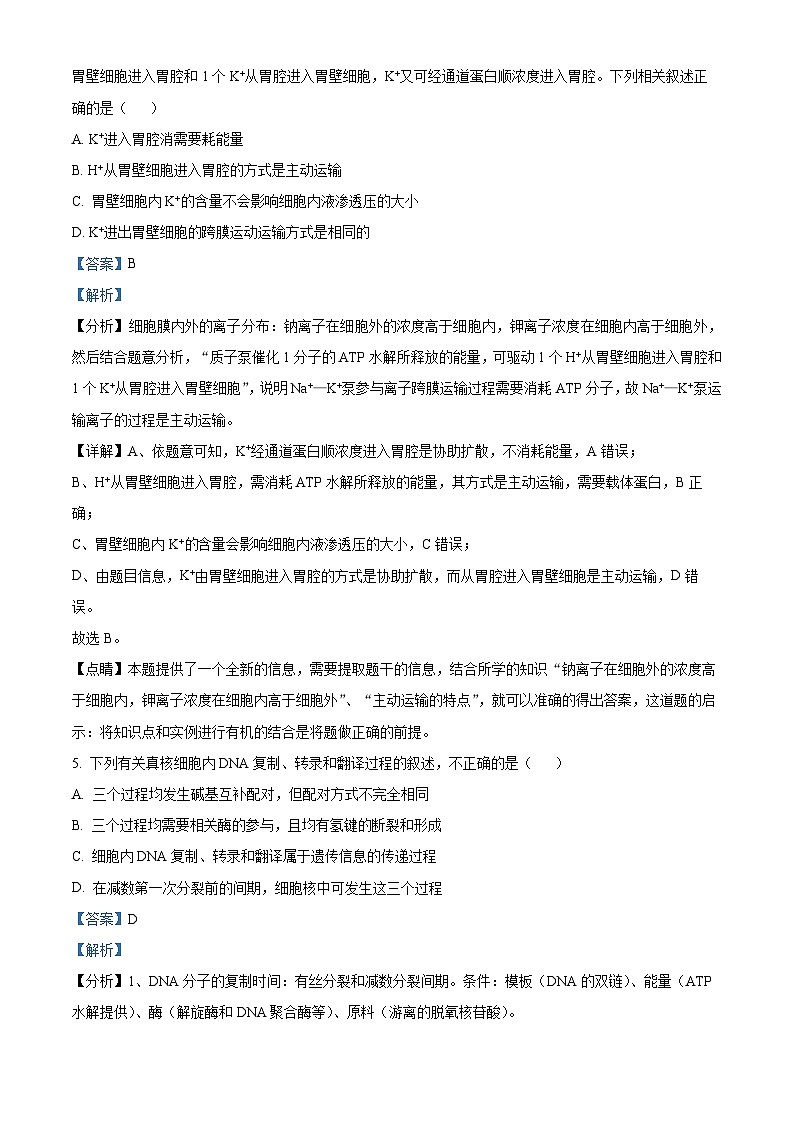 四川省绵阳南山中学2023-2024学年高三生物上学期第二次综合演练试题（Word版附解析）第3页