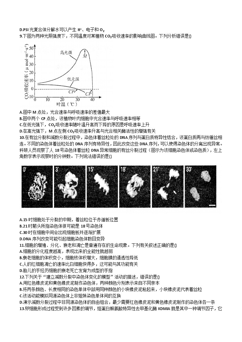 2024德州一中高三上学期10月月考试题生物含答案第3页