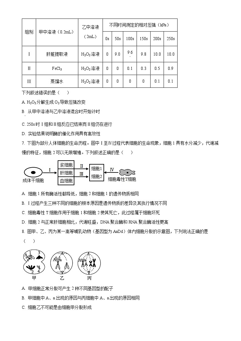 2024长沙长郡中学高三上学期月考（二）生物试题含解析03