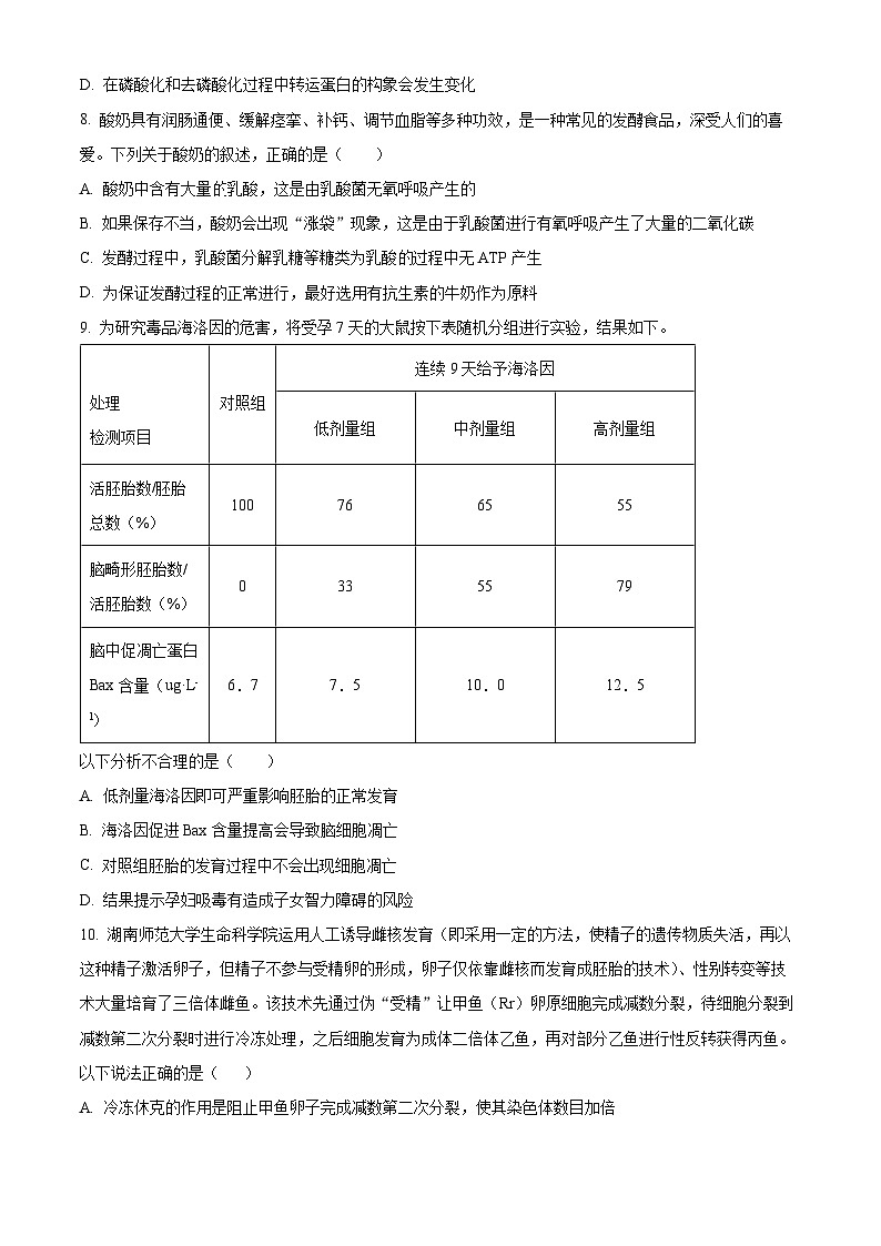 湖南省衡阳市八中2023-2024学年高三10月月考生物试题（原卷版）第3页