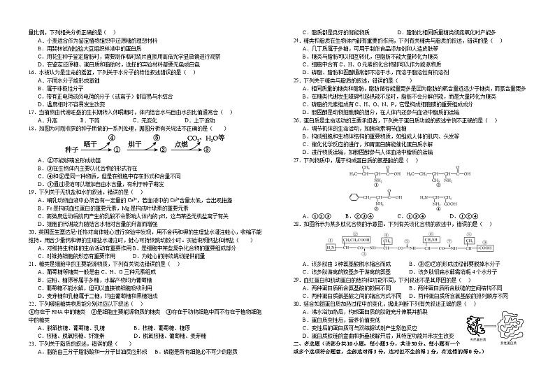 江西省宜丰县宜丰中学2023-2024学年高一上学期10月月考生物试题第2页