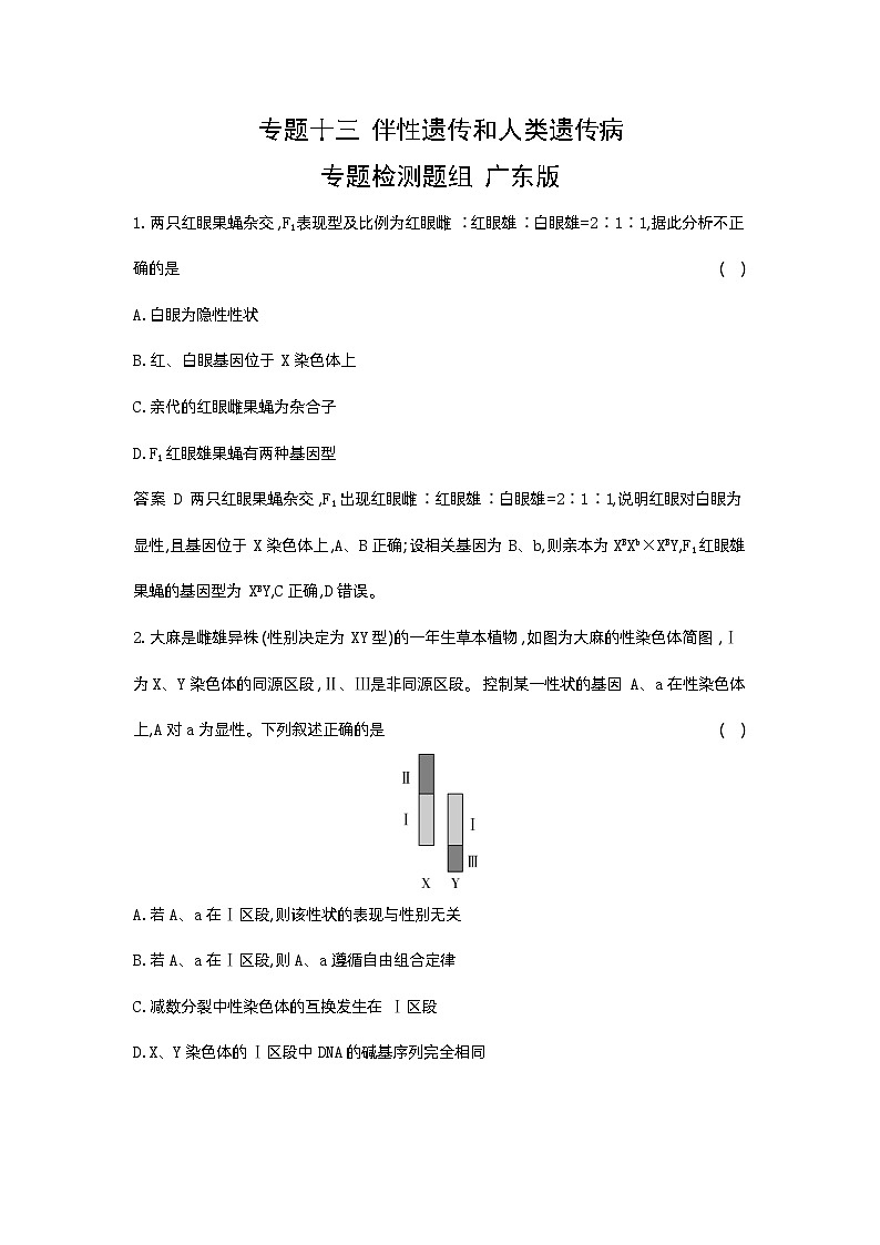 1_13-专题十三  伴性遗传和人类遗传病第1页