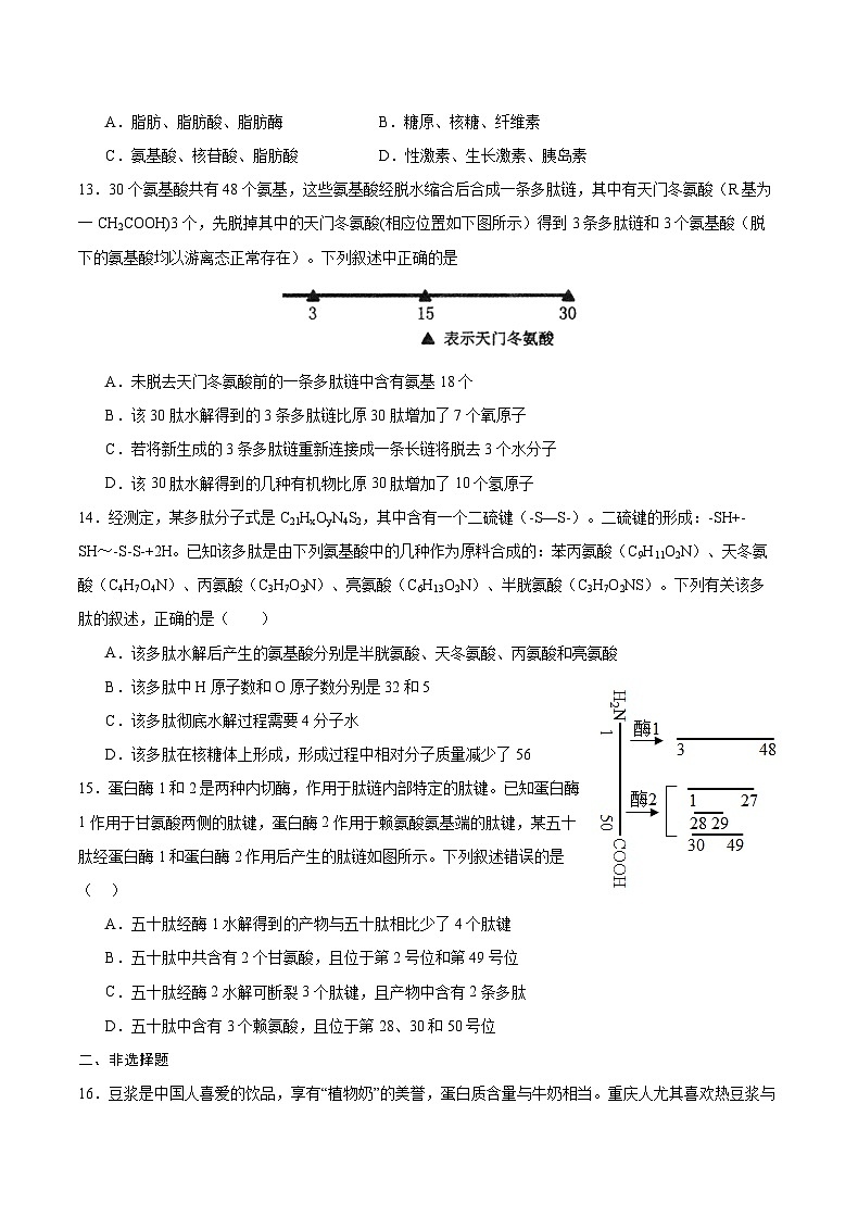 重庆市缙云教育联盟2023-2024学年高一生物上学期9月月考试题（Word版附答案）第3页