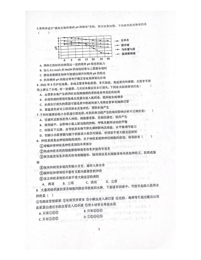 四川省泸州市合江中学2023-2024学年高二上学期第一次月考生物试题第2页