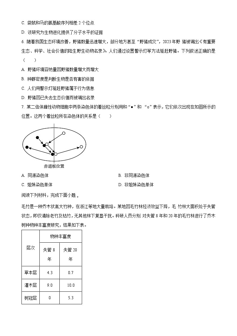 浙江省嘉兴市2023-2024学年高三9月基础测试生物试题无答案第2页