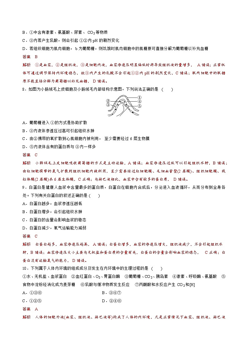 【期中模拟卷】（人教版2019）2023-2024学年高二上学期生物 第1章 人体的内环境与稳态 提升卷（解析版）第3页