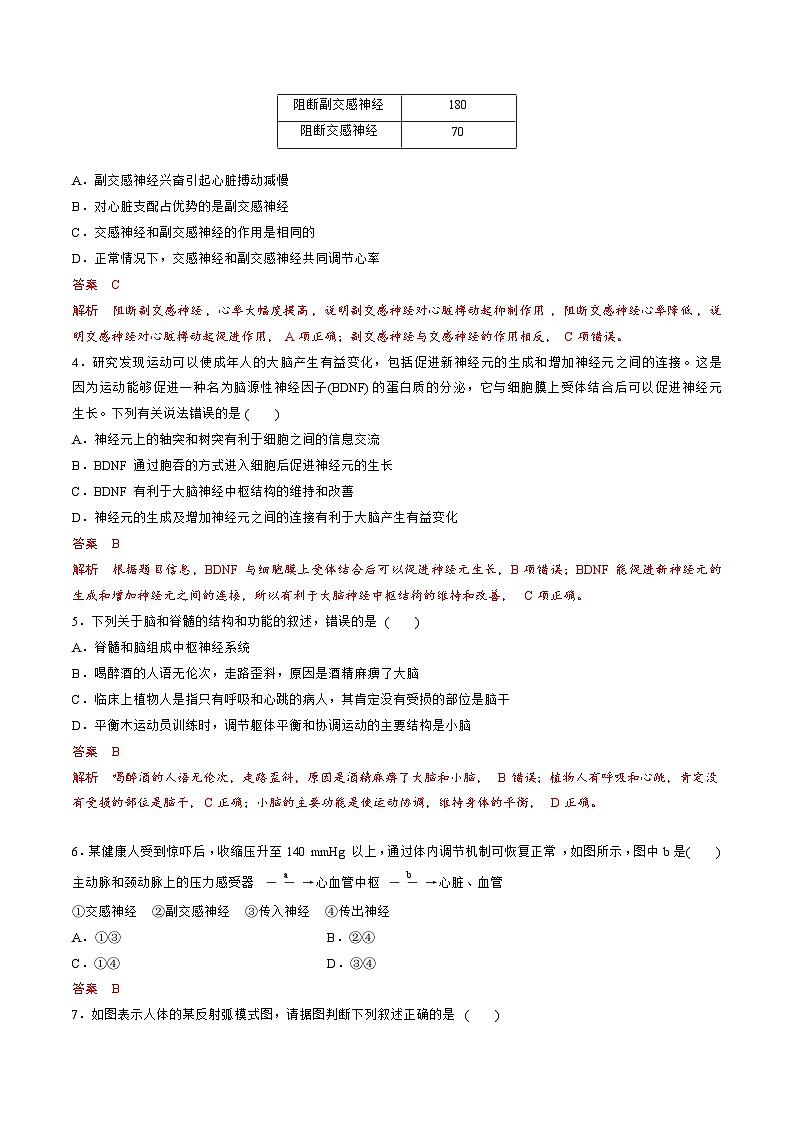 【期中模拟卷】（人教版2019）高二上学期生物 选择性必修1 第2章 神经调节 测试卷02