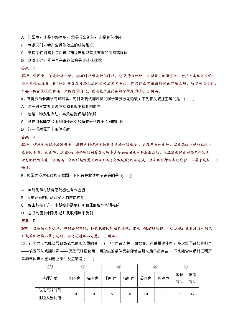 【期中模拟卷】（人教版2019）高二上学期生物 选择性必修1 第2章 神经调节 测试卷03