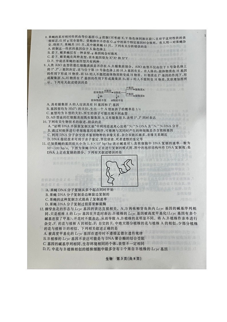 辽宁省名校联盟2023-2024学年高三10月联考生物试题第3页
