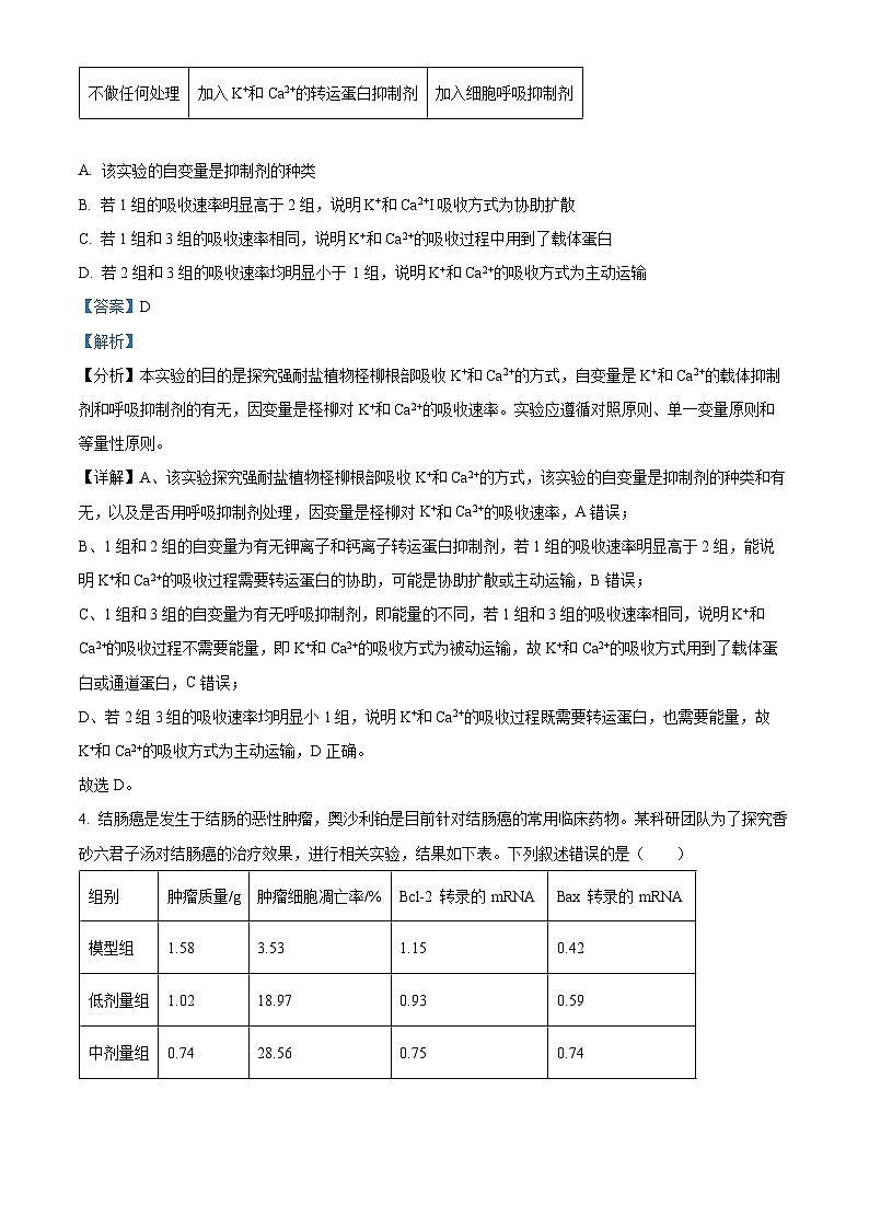重庆市八中2023-2024学年高三生物上学期9月月考试题（Word版附解析）第3页