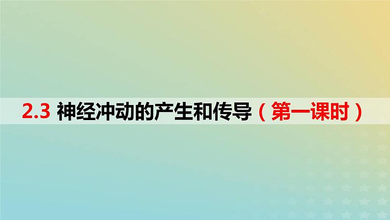 2023_2024学年同步备课精选高中生物2.3神经冲动的产生与传导第1课时课件新人教版选择性必修1第1页