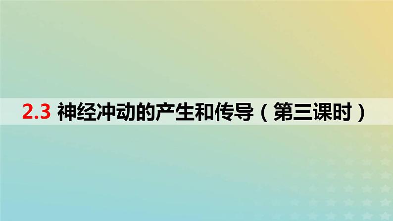 2023_2024学年同步备课精选高中生物2.3神经冲动的产生与传导第3课时课件新人教版选择性必修1第1页