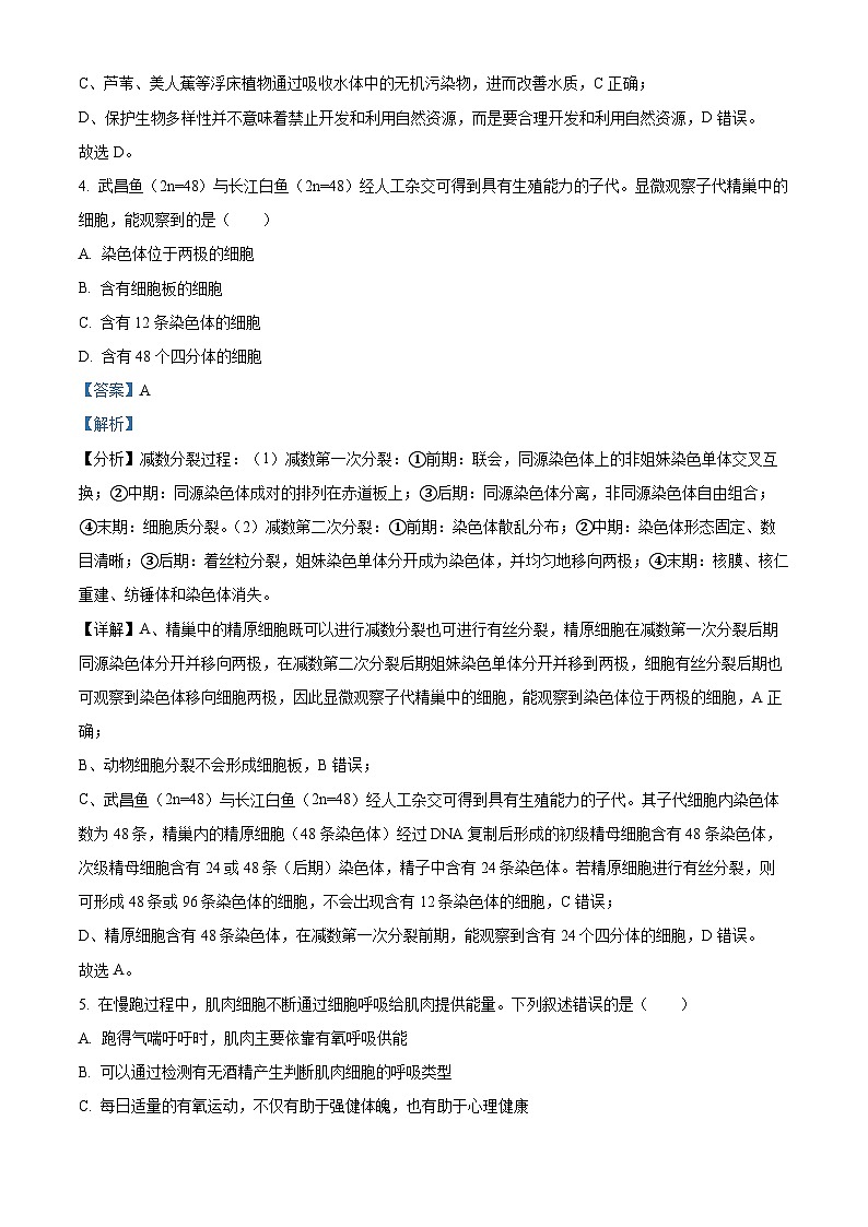 浙江省强基联盟2023-2024学年高三生物上学期10月联考试题（Word版附解析）03