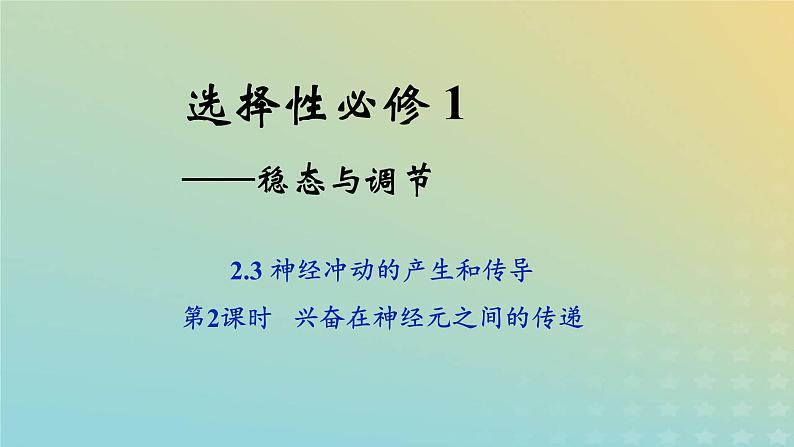 新教材2023年秋高中生物2.3神经冲动的产生和传导第2课时课件新人教版选择性必修1第1页