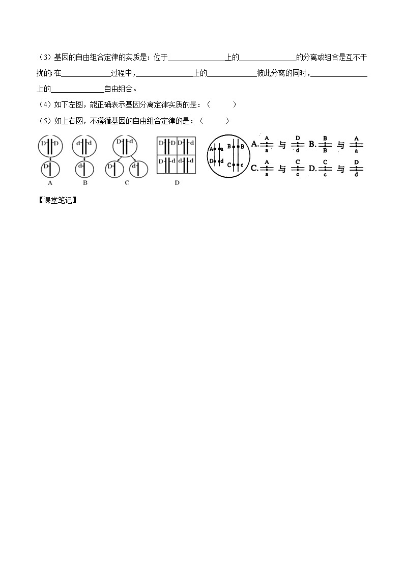 2.2基因在染色体上第1课时导学案 高中生物人教版必修2第3页