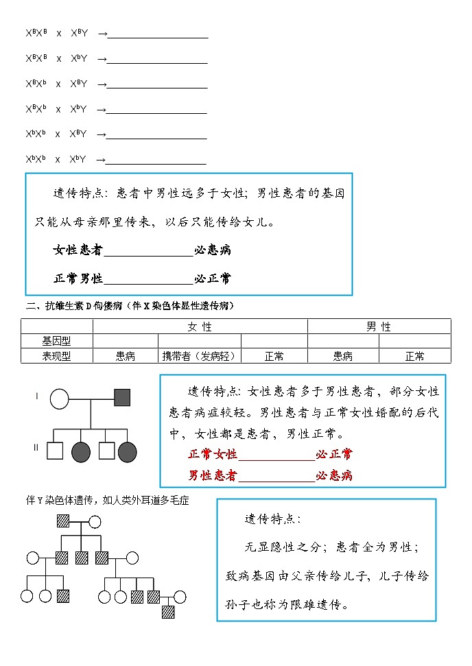 2.3伴性遗传导学案 高中生物人教版必修2第2页