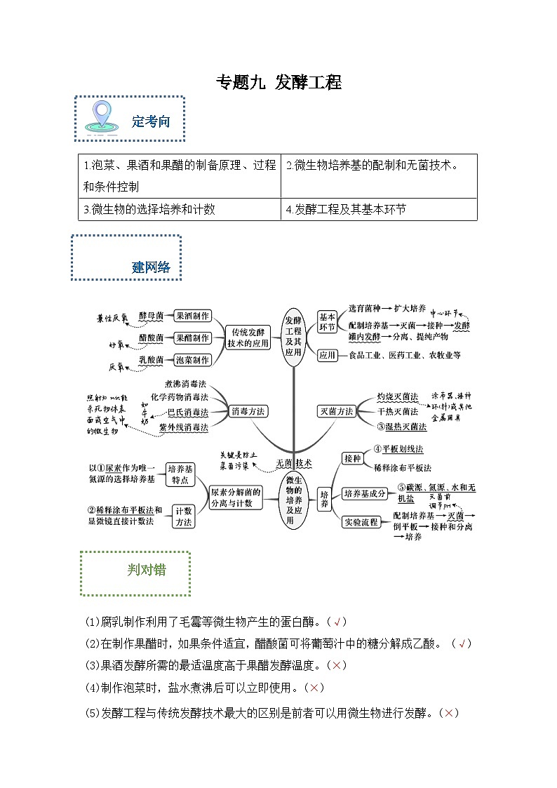 新高考生物二轮复习综合提升训练专题九 发酵工程（含解析）第1页