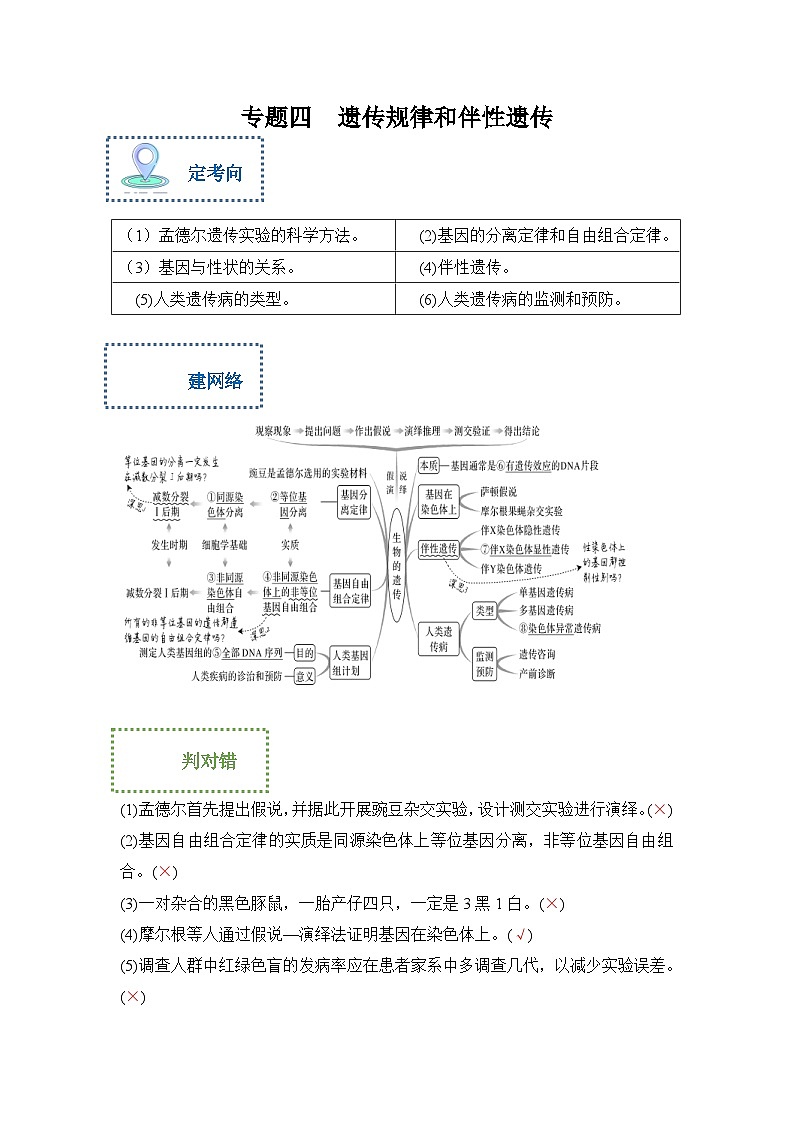新高考生物二轮复习综合提升训练专题四 遗传规律和伴性遗传（含解析）01