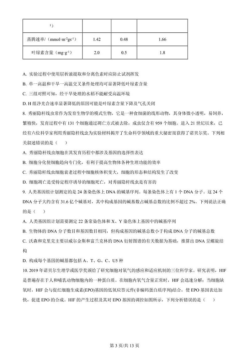 2024山西大学附中高三上学期10月月考试题生物PDF版含解析03
