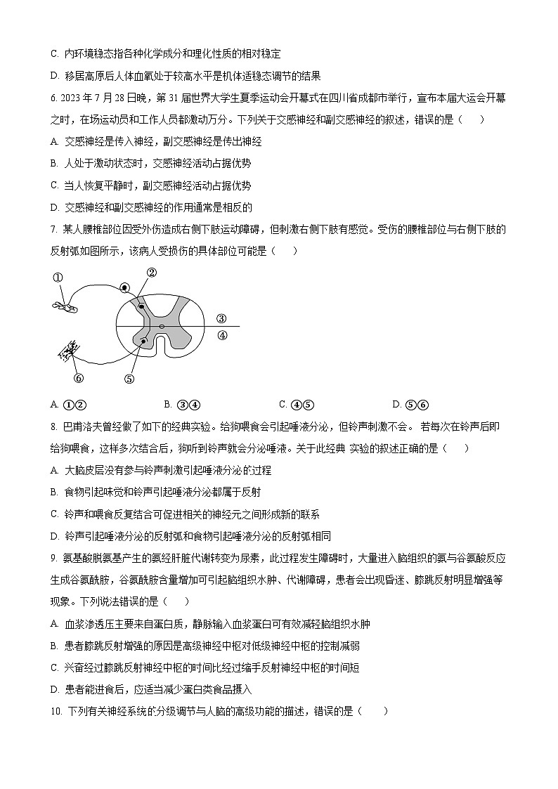 2024泸县一中高二上学期10月月考生物试题含解析02