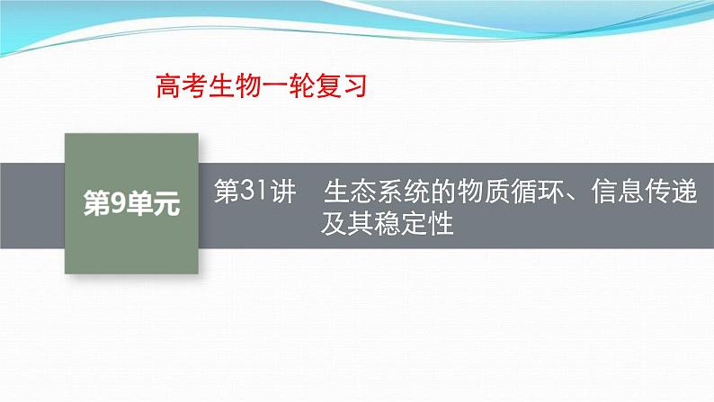 新高考生物一轮复习讲练课件：第31讲　生态系统的物质循环、信息传递及其稳定性（含解析）01