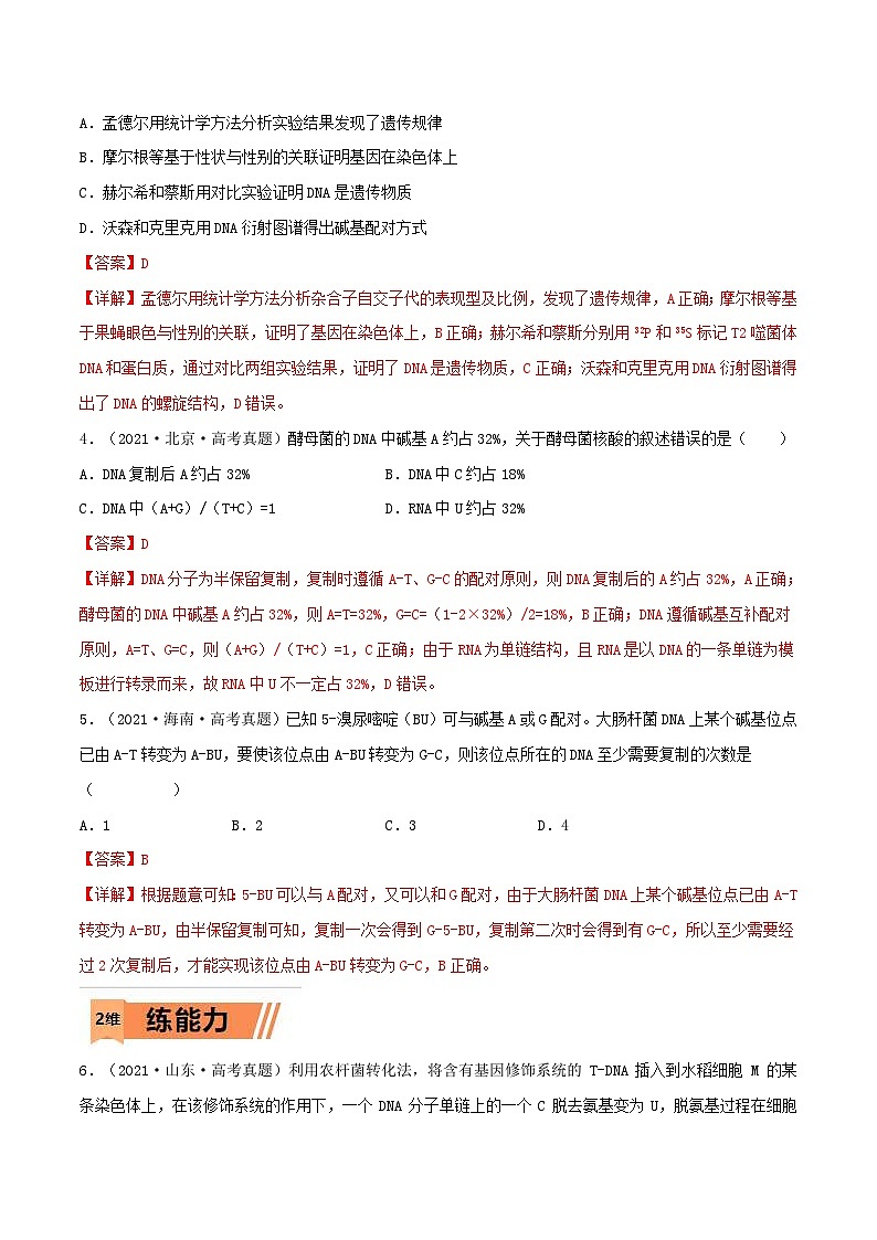 新高考生物一轮复习小题过关训练第17练 DNA的结构、复制及基因的本质（含解析）第2页