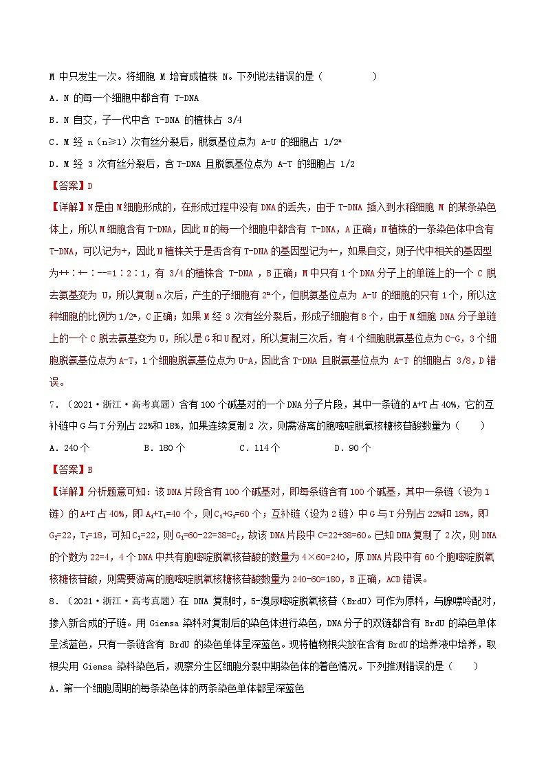 新高考生物一轮复习小题过关训练第17练 DNA的结构、复制及基因的本质（含解析）第3页