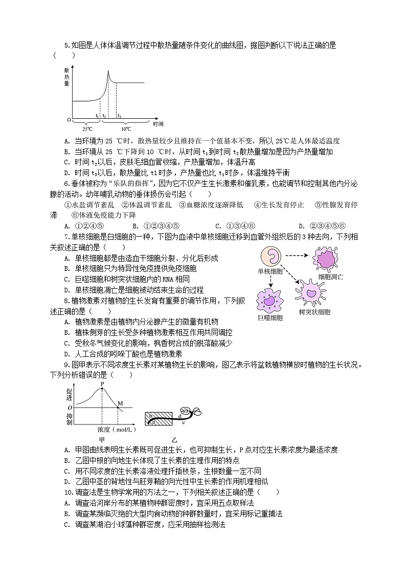 江苏省江阴市某校2023-2024学年高二上学期10月学情调研生物（选修）试卷02