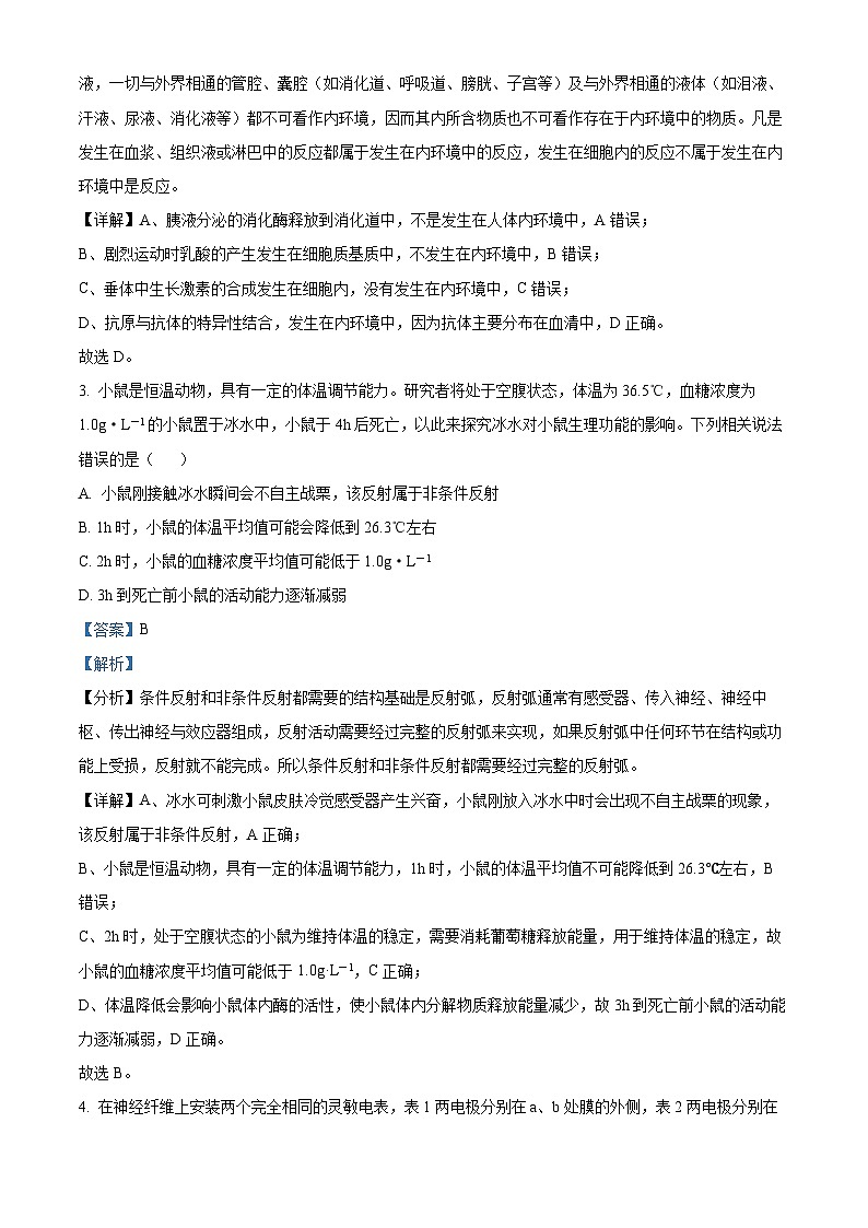 河北省保定市七校联考2021-2022学年高二生物上学期期中试题（Word版附解析）第2页