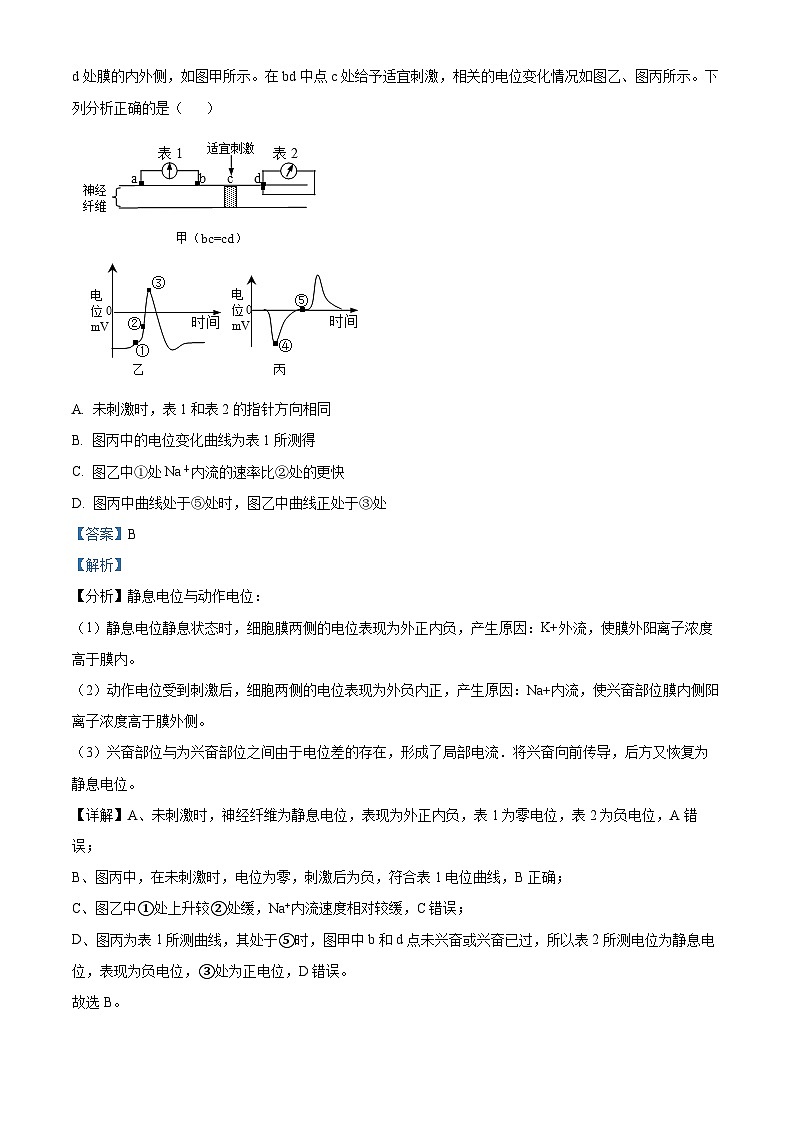 河北省保定市七校联考2021-2022学年高二生物上学期期中试题（Word版附解析）第3页