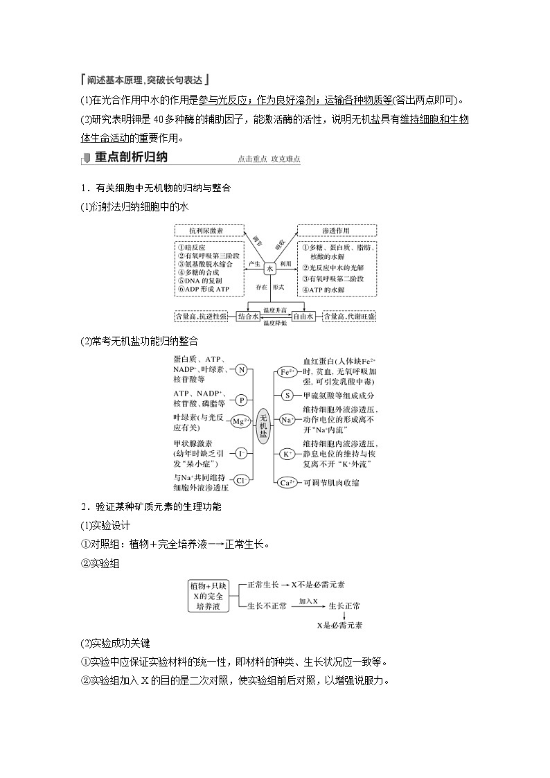 新高考生物一轮复习精品学案 第1单元 第2讲　细胞中的无机物、糖类和脂质（含解析）03