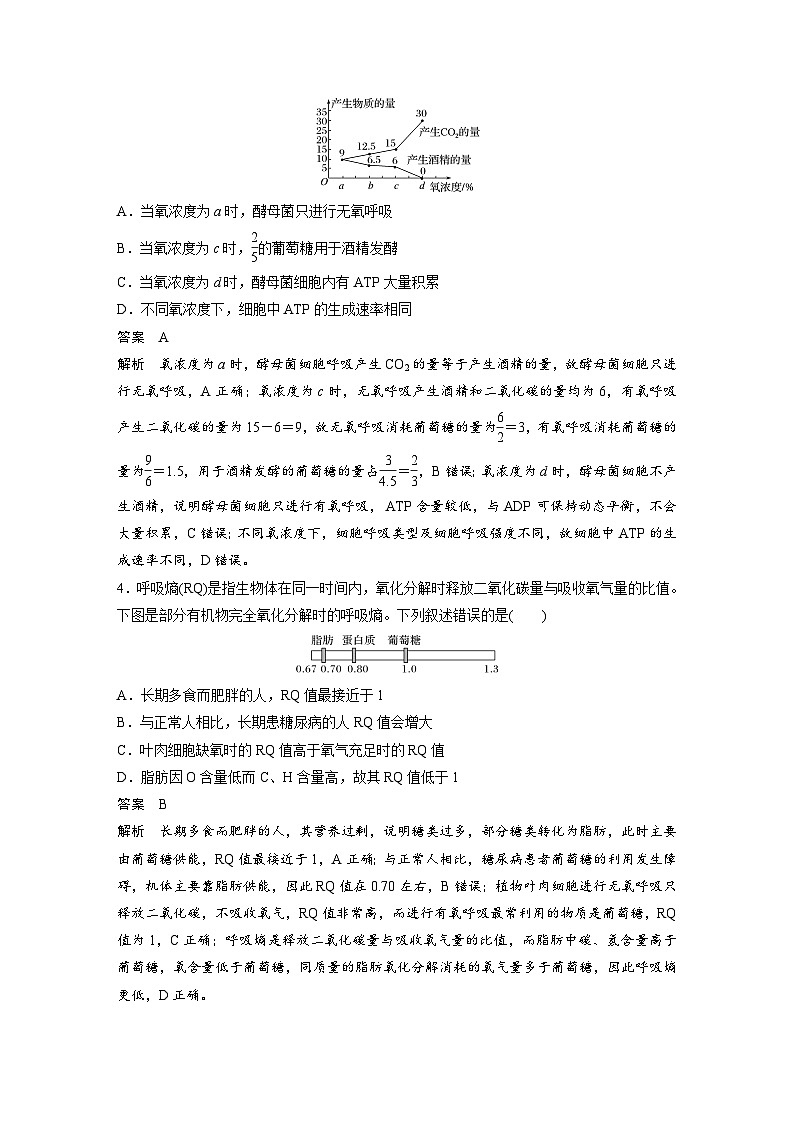 新高考生物一轮复习精品学案 第3单元 强化练5　有氧呼吸和无氧呼吸的辨析（含解析）02