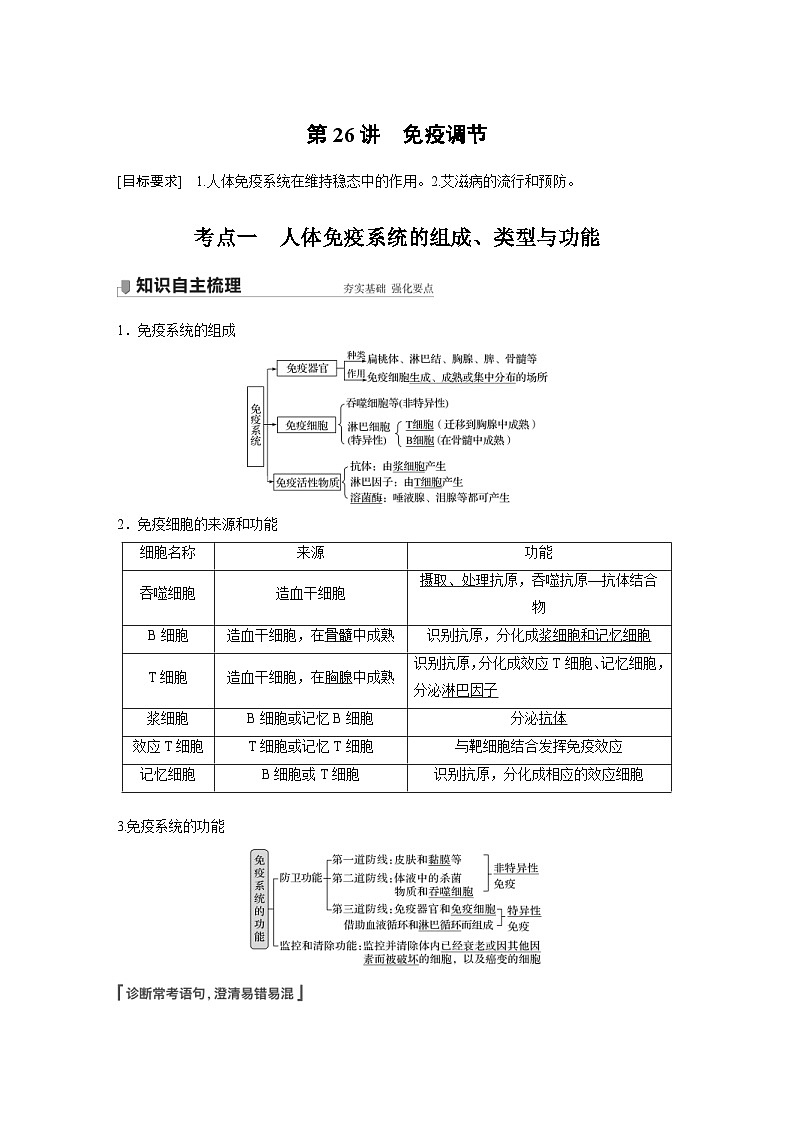 新高考生物一轮复习精品学案 第8单元 第26讲　免疫调节（含解析）01