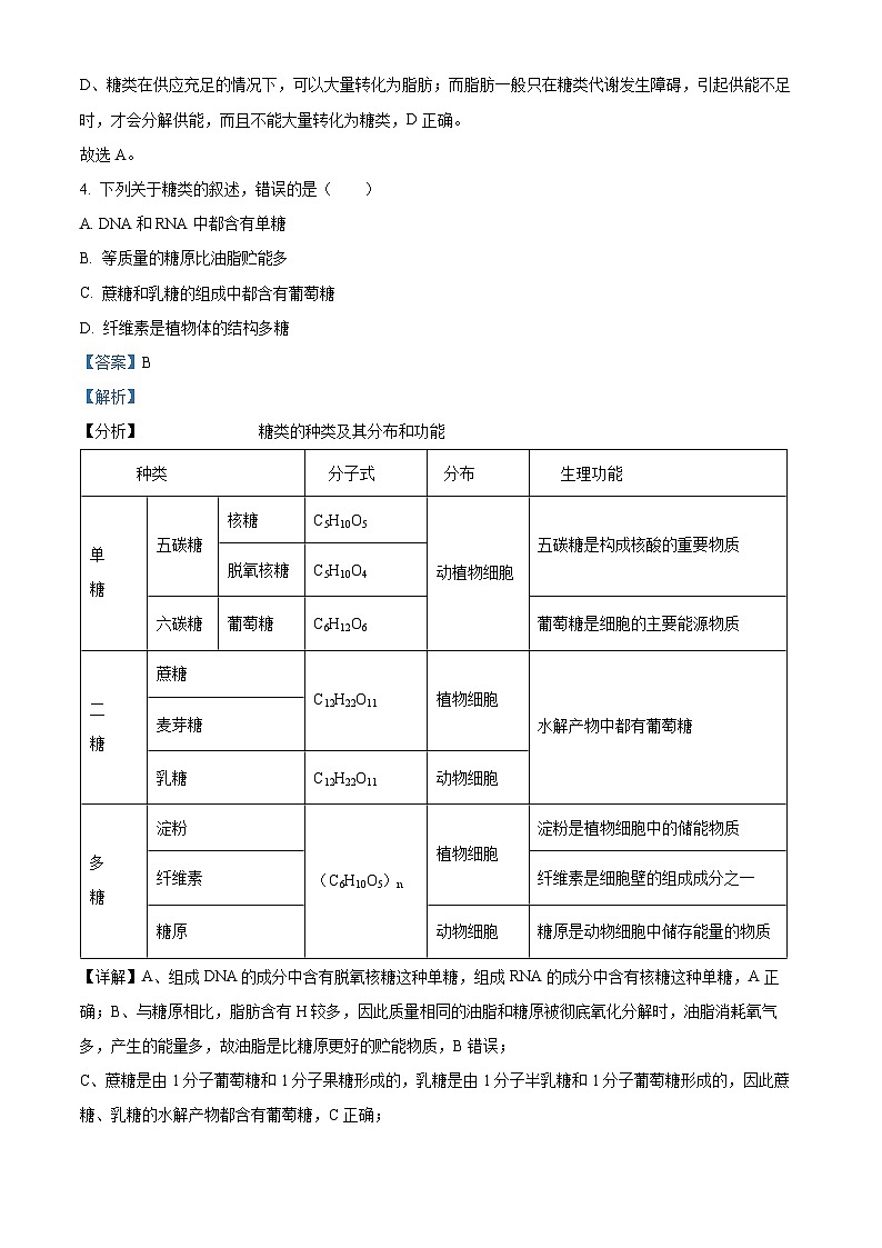 四川省广元中学2023-2024学年高一10月第一次阶段性测试生物试题含解析第3页