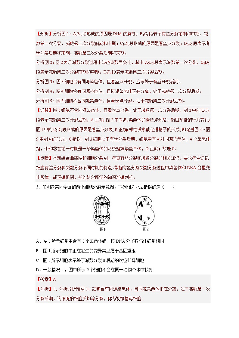 新高考生物二轮复习易错题精选练习易错点10 有丝分裂与减数分裂（含解析）第3页