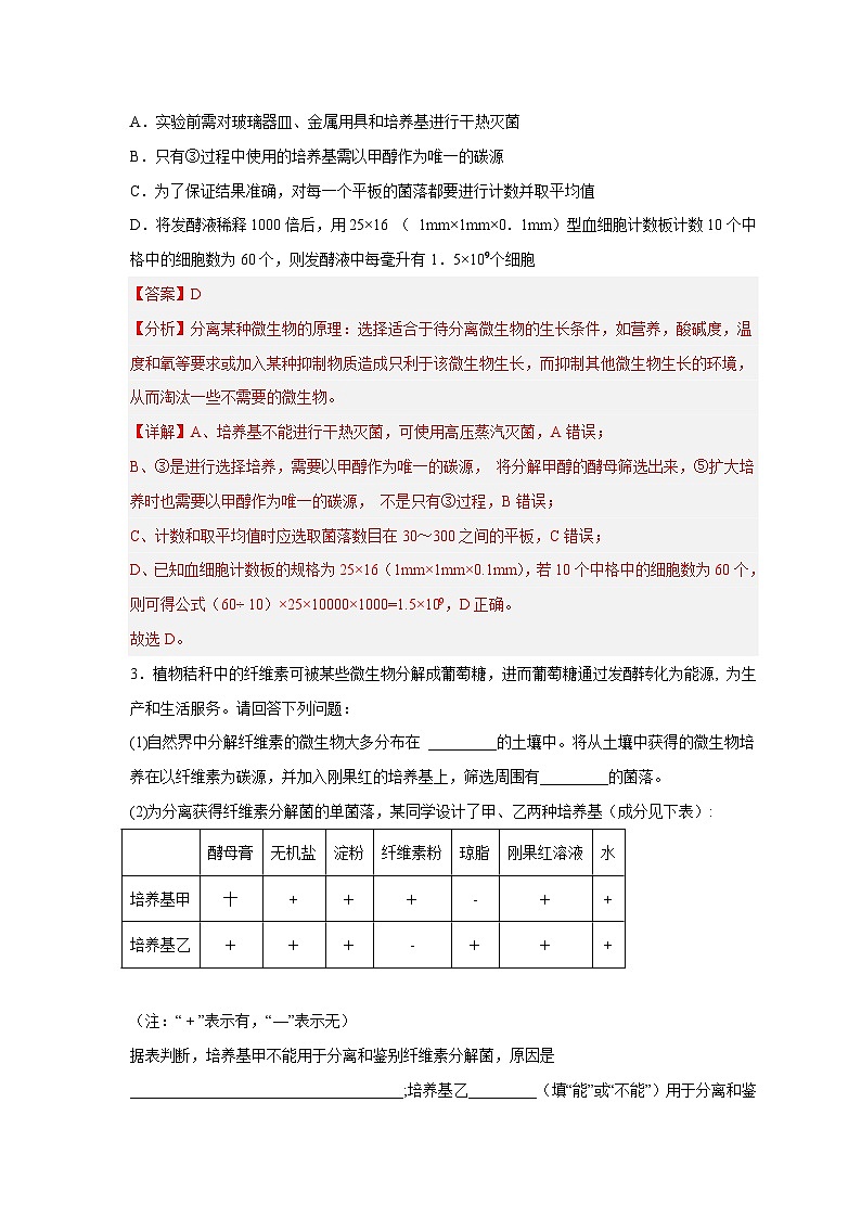 新高考生物二轮复习易错题精选练习易错点26  发酵工程（含解析）第3页