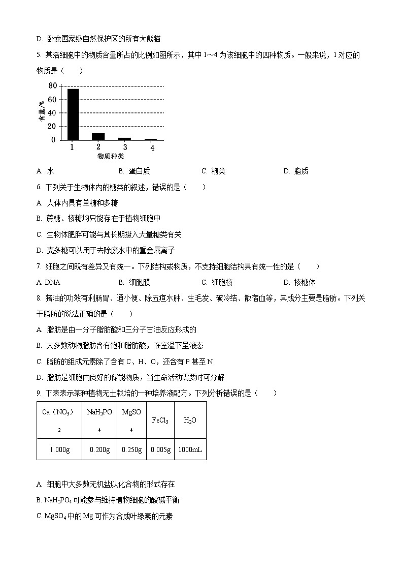 2024遵义高一上学期10月月考试题生物含答案第2页