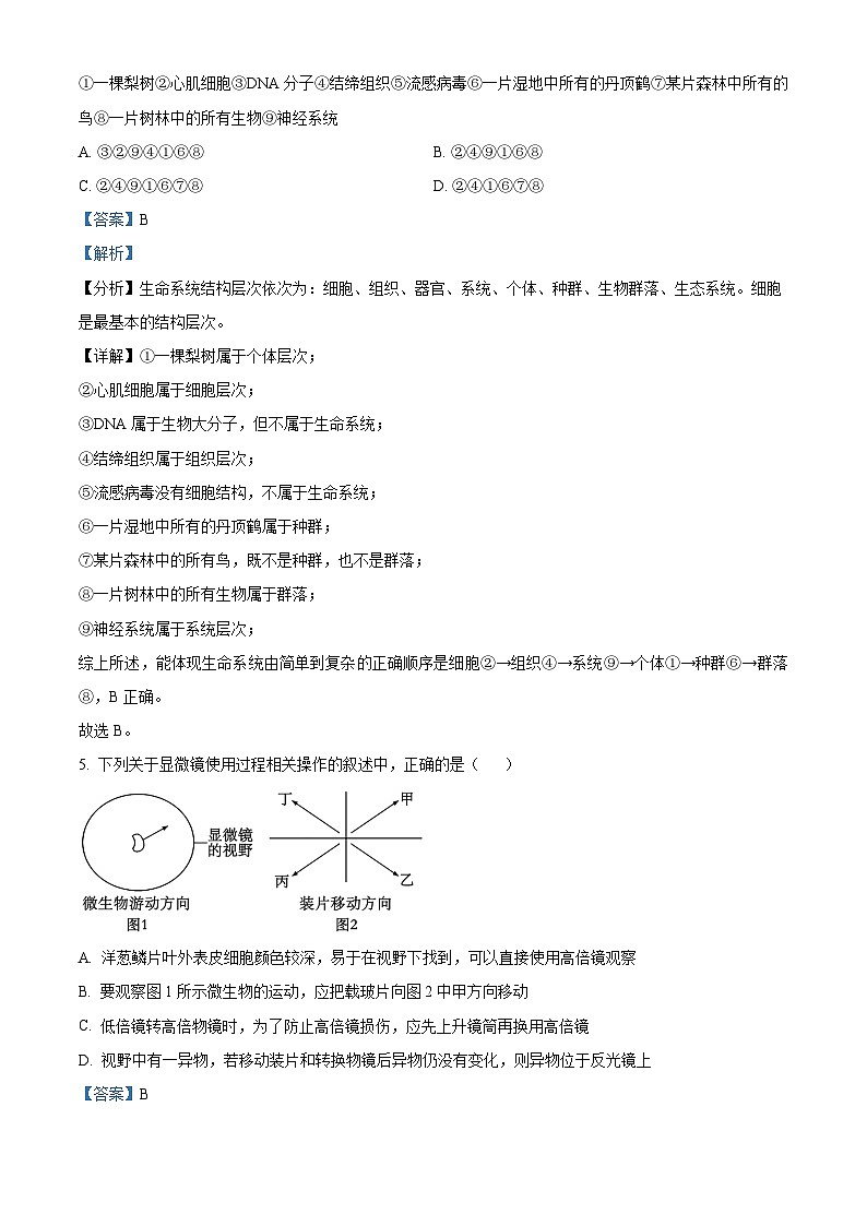重庆市巴蜀中学2023-2024学年高一生物上学期10月月考试题（Word版附解析）第3页