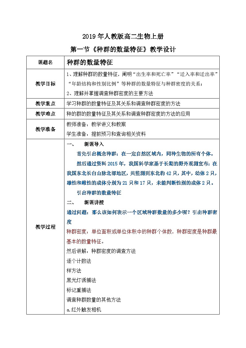 第一节 《种群的数量特征》PPT课件+教案01