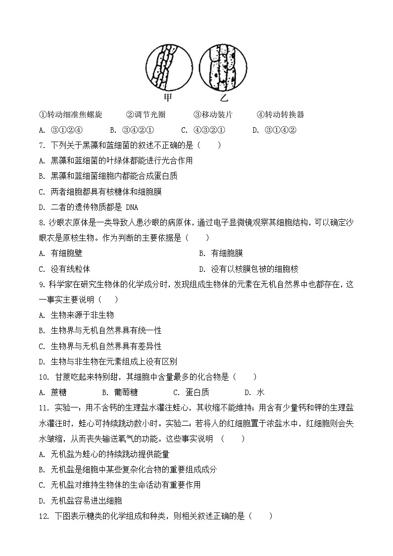 福建省龙岩市上杭县才溪中学2023-2024学年高一上学期10月月考生物试题第2页