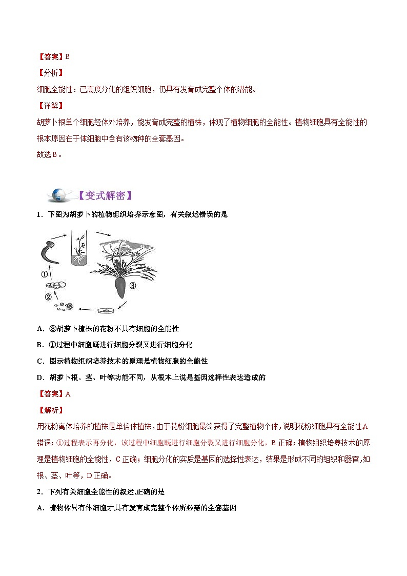 新高考生物二轮复习讲义09 细胞的分化、衰老、凋亡及癌变（含解析）第3页