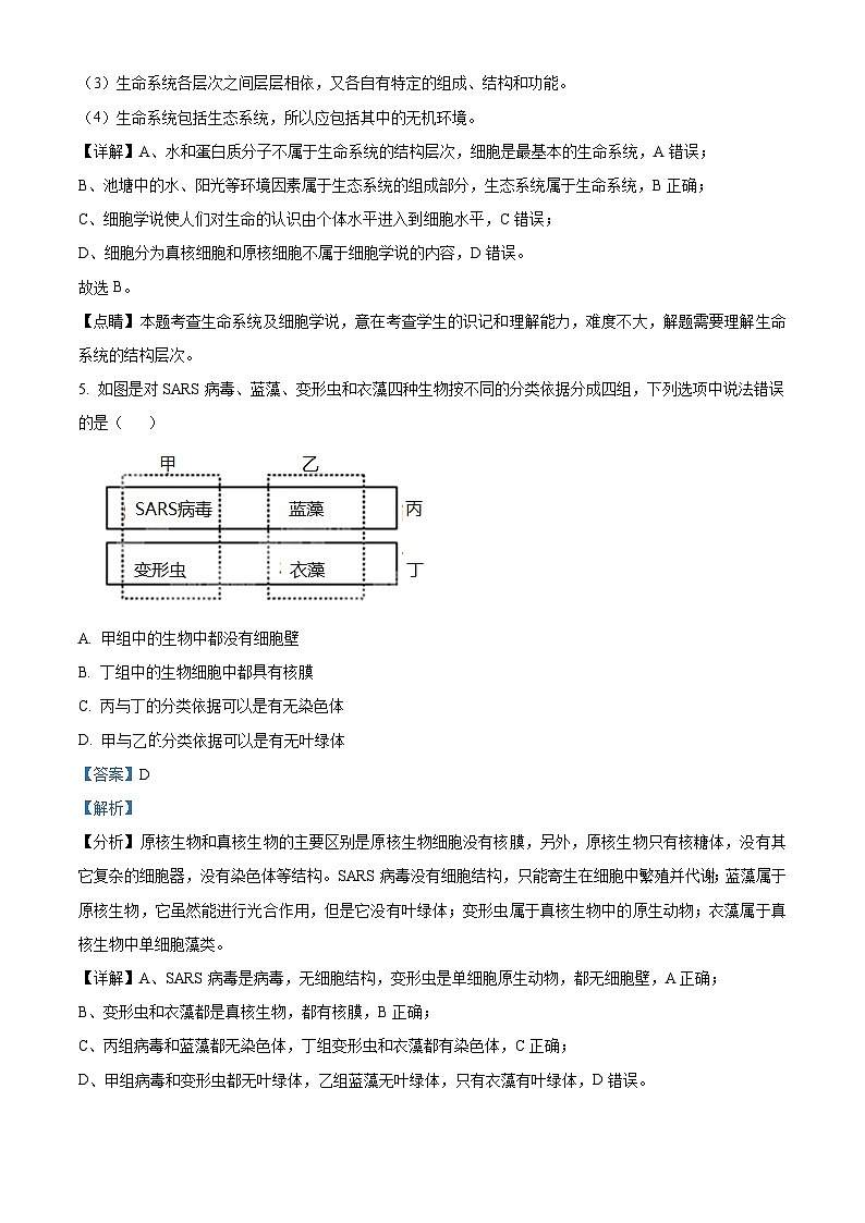四川省南充市嘉陵第一中学2023-2024学年高一生物上学期10月月考试题（Word版附解析）03